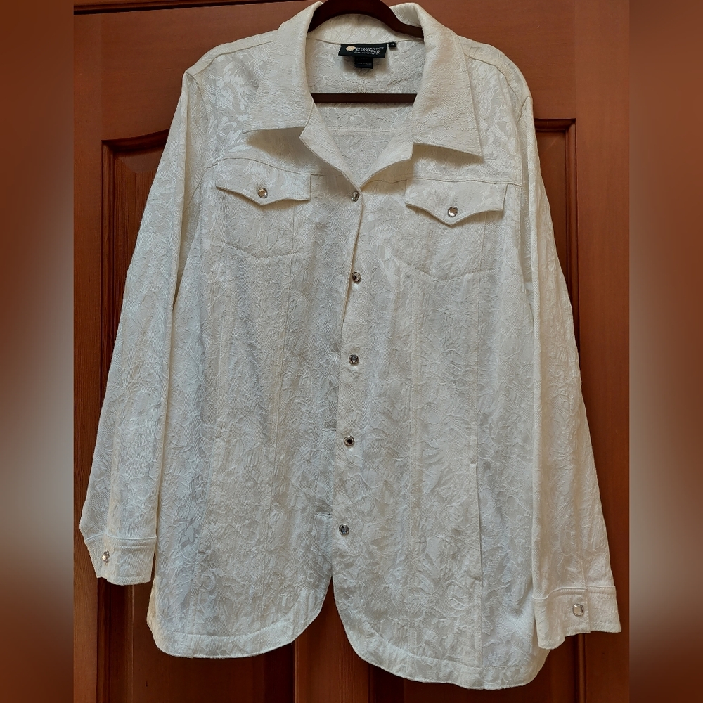 Christine Alexander Embossed Floral 3X Jacket